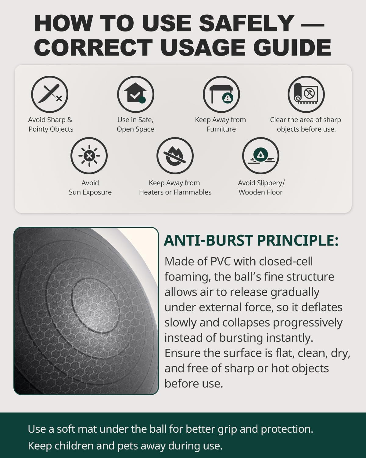 Exercise Ball for Yoga, Pilates & Fitness â€“ Stability Ball Equipment for Home Gym & Office Chair, Core & Balance Training Accessories, Physical Therapy Equipment, Quick Pump Included, 5 Sizes