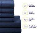 5 Piece Comforter Set Bag Solid Color All Season Soft down Alternative Blanket & Luxurious Microfiber Bed Sheets, Navy, Twin