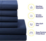 5 Piece Comforter Set Bag Solid Color All Season Soft down Alternative Blanket & Luxurious Microfiber Bed Sheets, Navy, Twin