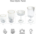 Stax Optic Acrylic Twist Drinking Glass - Clear with Gold Rim - 15.6 Oz - Set of 6