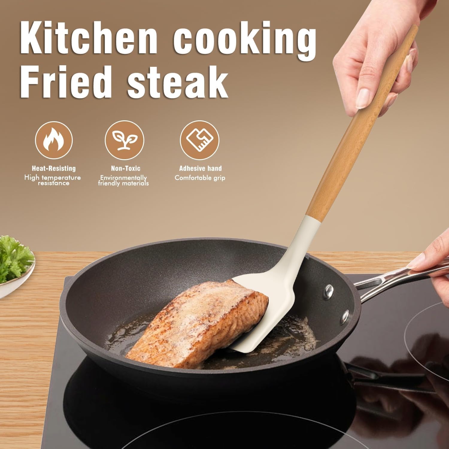 Silicone Cooking Utensils Set, Silicone Utensils for Cooking, 446° Heat Resistant Kitchen Utensil Silicone Spatula Sets, Kitchen Gadgets for Non-Stick Cookware BPA FREE (Cream White)