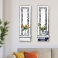 Crystal Crush Diamond Mirrored Candle Sconces, Silver Wall Candle Holder Set of 2, Wall Decorations for Living Roomï¼ŒDining Room (Rectangle Stripe (Style 4))