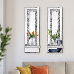 Crystal Crush Diamond Mirrored Candle Sconces, Silver Wall Candle Holder Set of 2, Wall Decorations for Living Room，Dining Room (Rectangle Stripe (Style 4))
