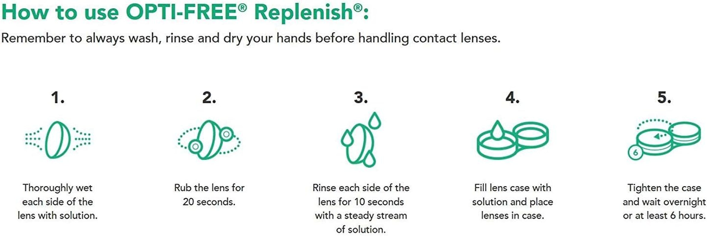Replenish Multi-Purpose Contact Lens Cleaning and Disinfecting Solution with Lens Case, 10 FL OZ (Pack of 2)