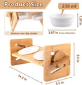 Adjustable Bamboo Raised Pet Bowl for Cats and Small Dogs, Elevated Feeder Stand with 2 Ceramic Bowls and anti Slip Feet, Great Gift for Puppies, Kittens