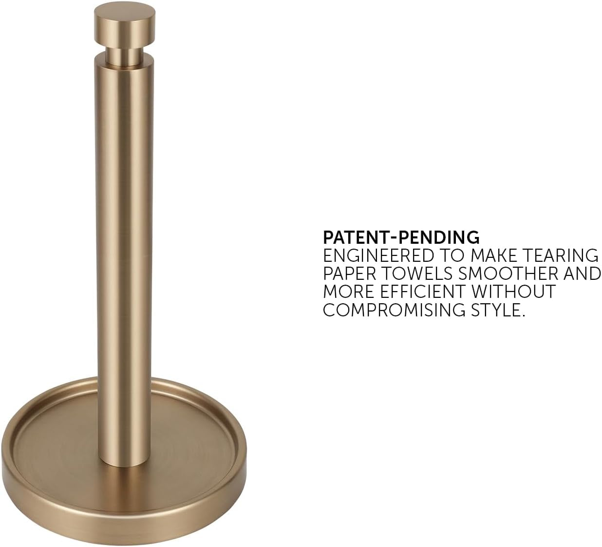 Countertop Paper Towel Stand - Steady and Easy Tear - Fits All Paper Towel Rolls - Warm Gold