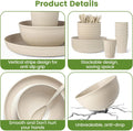 36-Piece Reusable Wheat Straw Dinnerware Sets for 6,  Unbreakable Reusable Set Kitchen Cups, Plates, Bowls Sets & Cultery Dishwasher Microwave Safe - Patio, Outdoors, RV, Camping Dishes