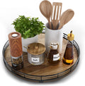 Acacia Wood 13" Lazy Susan Turntable Organizer for Table Top, Farmhouse round Wooden Lazy Susan for Cabinet Kitchen Centerpieces Coffee Table, for Condiments Spices, Bathroom Vanity Tray Decor
