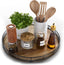 Acacia Wood 13" Lazy Susan Turntable Organizer for Table Top, Farmhouse round Wooden Lazy Susan for Cabinet Kitchen Centerpieces Coffee Table, for Condiments Spices, Bathroom Vanity Tray Decor