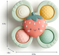 Pop & Whirl – Fidget Spinner Travel & Bath Toy for Babies & Toddlers – Fidget W/Textured Silicone Popper to Develop Fine Motor Skills –Sticks to Highchairs, Tables, Tubs, More (Strawberry)
