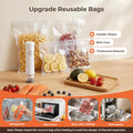 Handheld Vacuum Sealer for Food, Compact Portable Vacuum Sealer Machine with 30 Reusable Vacuum Bags, 65Kpa Cordless Food Sealer, USB Rechargeable, White