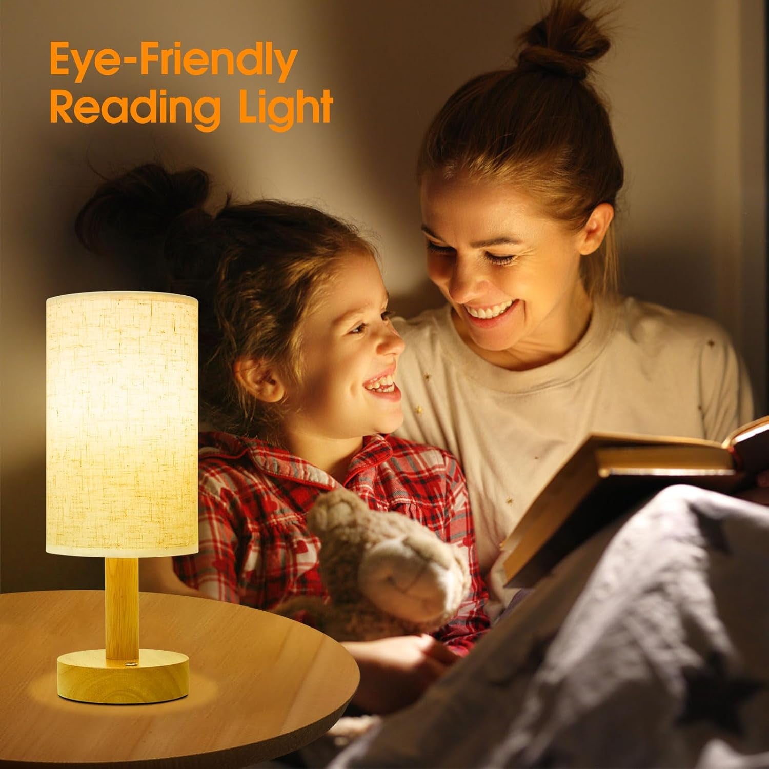Rechargeable Cordless Table Lamp,Touch Control&Stepless Dimming,Wireless Bedside Ambient Night Light with Wood Base&Linen Shade,Portable Battery Lamp for Bedroom,Nightstand,Nursery,Camping,Outdoor