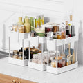 3 Pack under Sink Organizers and Storage, 2 Tier Bathroom Cabinet Organizer Shelf with Hanging Cups for Kitchen & Bathroom (White)