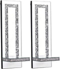 Crystal Crush Diamond Mirrored Candle Sconces, Silver Wall Candle Holder Set of 2, Wall Decorations for Living Roomï¼ŒDining Room (Rectangle Stripe (Style 4))