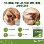 Dog Ear Cleaning Wipes – Otic Cleanser for Dogs, Soothing Ear Care with Aloe Vera & Eucalyptus, Regular Wipes, 100 Count