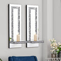 Crystal Crush Diamond Mirrored Candle Sconces, Silver Wall Candle Holder Set of 2, Wall Decorations for Living Roomï¼ŒDining Room (Rectangle Stripe (Style 4))