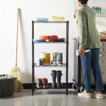 4-Shelf Steel Wire Storage Shelves for Garage, Adjustable Metal Shelving Unit, 200 Lbs per Shelf, 23.2" W X 48" H X 13.4" D, Black | Sturdy, Adjustable, Easy Assembly, Storage