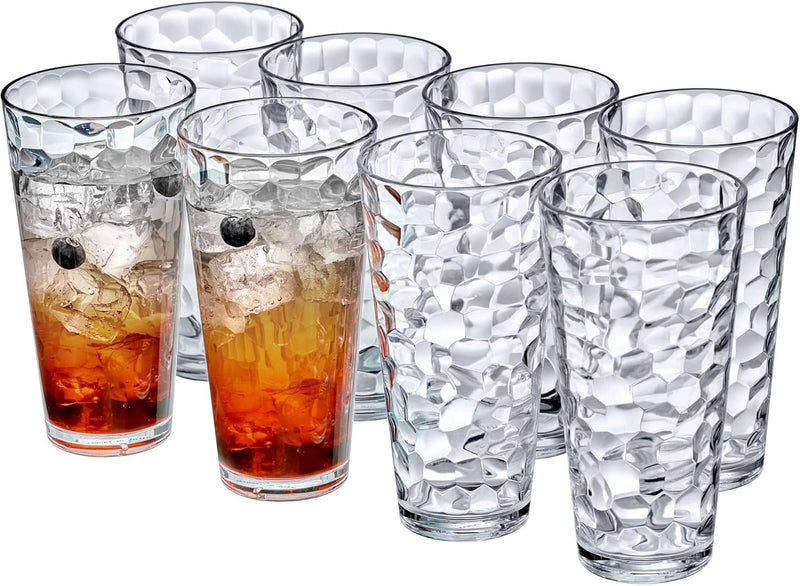 - Iceberg - 24-Ounce Plastic Tumblers (Set of 8), Plastic Drinking Glasses, All-Clear High-Balls, Reusable Cups, Stackable, Bpa-Free, Shatter-Proof, Dishwasher-Safe