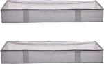 under Bed Storage Bags for Clothes and Blankets, Foldable Fabric Zipper Container with Clear Window and Reinforced Handles, Space Saving, 18 X 42 X 6 Inches, Gray, 2-Pack