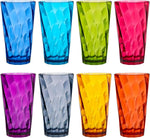 Optix Plastic Reusable Drinking Glasses (Set of 8) 20Oz Water Cups in Jewel Tone Colors | Bpa-Free Tumblers, Made in USA | Top-Rack Dishwasher Safe