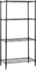 4-Shelf Steel Wire Storage Shelves for Garage, Adjustable Metal Shelving Unit, 200 Lbs per Shelf, 23.2" W X 48" H X 13.4" D, Black | Sturdy, Adjustable, Easy Assembly, Storage