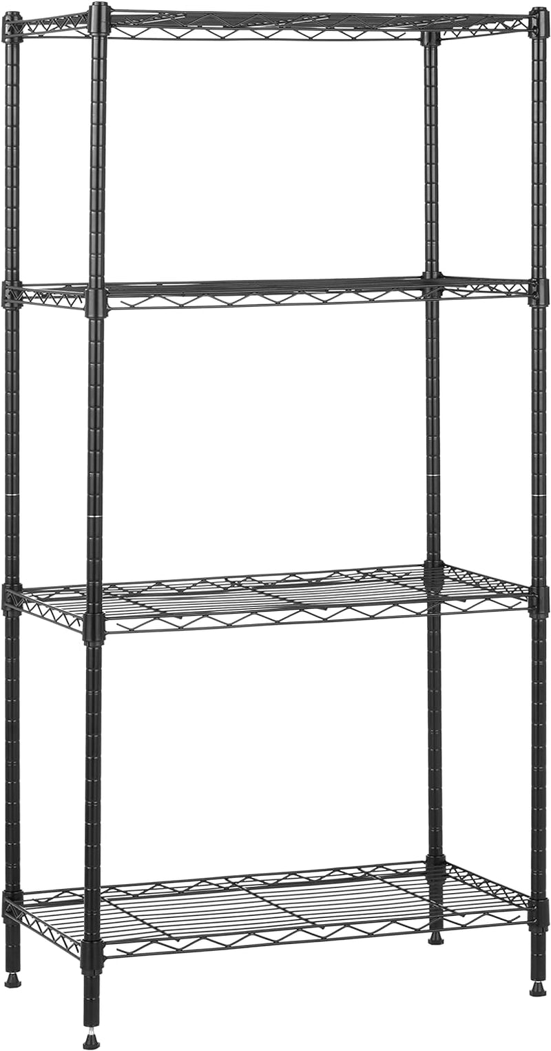 4-Shelf Steel Wire Storage Shelves for Garage, Adjustable Metal Shelving Unit, 200 Lbs per Shelf, 23.2" W X 48" H X 13.4" D, Black | Sturdy, Adjustable, Easy Assembly, Storage