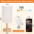 Rechargeable Cordless Touch Table Lamp with Stepless Dimming,Natural Wood Base&Linen Shade,Small Battery Wireless Ambient Night Light for Bedroom,Bedside,Nightstand,Nursery,Kitchen,Camping,Outdoor