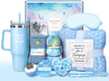Birthday Gifts for Women, Self Care Get Well Soon Gifts, Ocean Relaxing Spa Gift Basket W/ Luxury Flannel Blanket & 40 Oz Tumbler, Thinking of You Gifts, Christmas Gift for Mom Wife Sister Friend