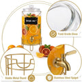 Drink Dispensers for Parties 1 Gallon, Bevarage Dispenser with Stand,Glass Drink Dispenser with Stainless Steel Spigot + Marker & Chalkboard, Ideal for Lemonade,Juice, Tea, and Party Drinks