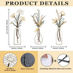 3 Pieces Metal Flowers Wall Art- Rustic Farmhouse Decor Minimalist Decor for Living Room Bathroom Bedroom Dining Room, Housewarming Gifts Christmas Decoration(Beige, Vase-C)