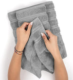 Luxury 6 Piece Towel Set, 2 Bath Towels 2 Hand Towel 2 Washcloths, 600 GSM 100% Cotton Turkish Towels for Bathroom, Light Grey Towel Sets
