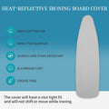 Ironing Board Cover and Pad | 100% Cotton Cover with Padding Standard Size with Aluminum Coating | Heat-Reflective Ironing Board with Elastic Edges Set | 54"X15" Grey