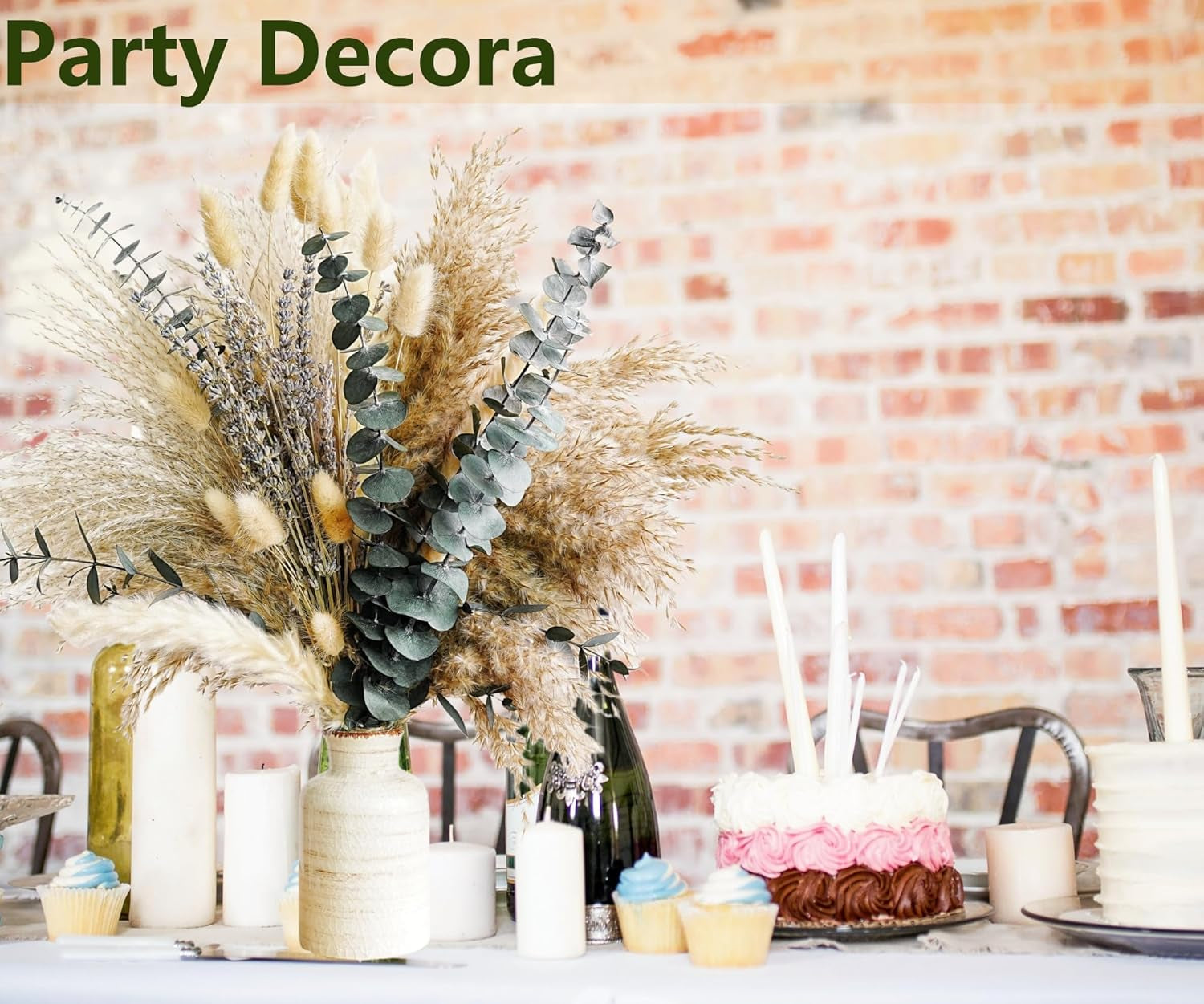Green Pampas Grass Boho Bouquet â€“ Exquisite Lavender and Eucalyptus Dried Flower Arrangements for Western Boho Decor â€“ Rustic Flowers for Your Bohemian Home, Bedroom, and Wedding Table DÃ©cor