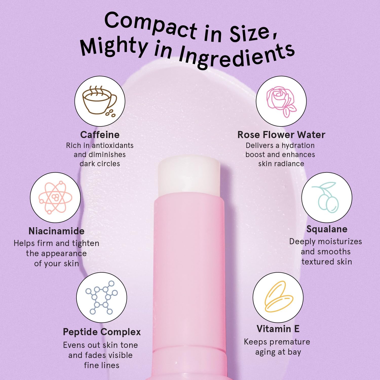 under Eye Brightener Balm Stick - Travel Essentials - Caffeine Eye Cream for Dark Circles, Puffiness, Wrinkles - Vegan Moisturizer Stick with Niacinamide, Hyaluronic Acid (0.13Oz/3.5G)