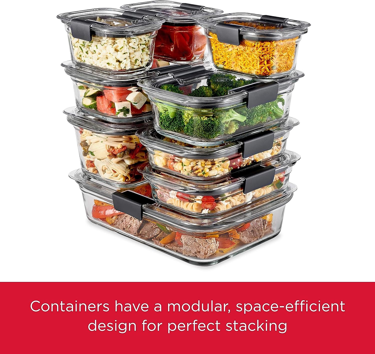 Brilliance Glass Food Storage Containers, 3.2 Cup, Set of 4, Bpa-Free, Leak-Proof, Clear