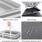 2 Pack Large Laundry Baskets, Waterproof, Freestanding Laundry Hampers, Collapsible Clothes Hamper with Reinforced Handles in Laundry Room, College Dorm, Bathroom, Bedroom (Grey, 75Lx2)