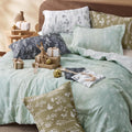 Full Comforter Set - Sage Green Bed Set, 3 Pieces Cute Floral Bedding, 1 Soft Reversible Botanical Flowers Comforter and 2 Pillow Shams