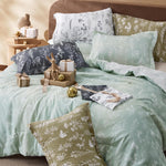 Full Comforter Set - Sage Green Bed Set, 3 Pieces Cute Floral Bedding, 1 Soft Reversible Botanical Flowers Comforter and 2 Pillow Shams