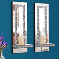 Crystal Crush Diamond Mirrored Candle Sconces, Silver Wall Candle Holder Set of 2, Wall Decorations for Living Roomï¼ŒDining Room (Rectangle Stripe (Style 4))