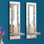 Crystal Crush Diamond Mirrored Candle Sconces, Silver Wall Candle Holder Set of 2, Wall Decorations for Living Roomï¼ŒDining Room (Rectangle Stripe (Style 4))