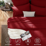 Full Size Comforter Sets Dark Red, 7 Pieces Bed in a Bag, Red Comforter Full Size, All Season Bedding Sets with Stitch Quilted Comforter, Flat Sheet, Fitted Sheet, Pillowcases