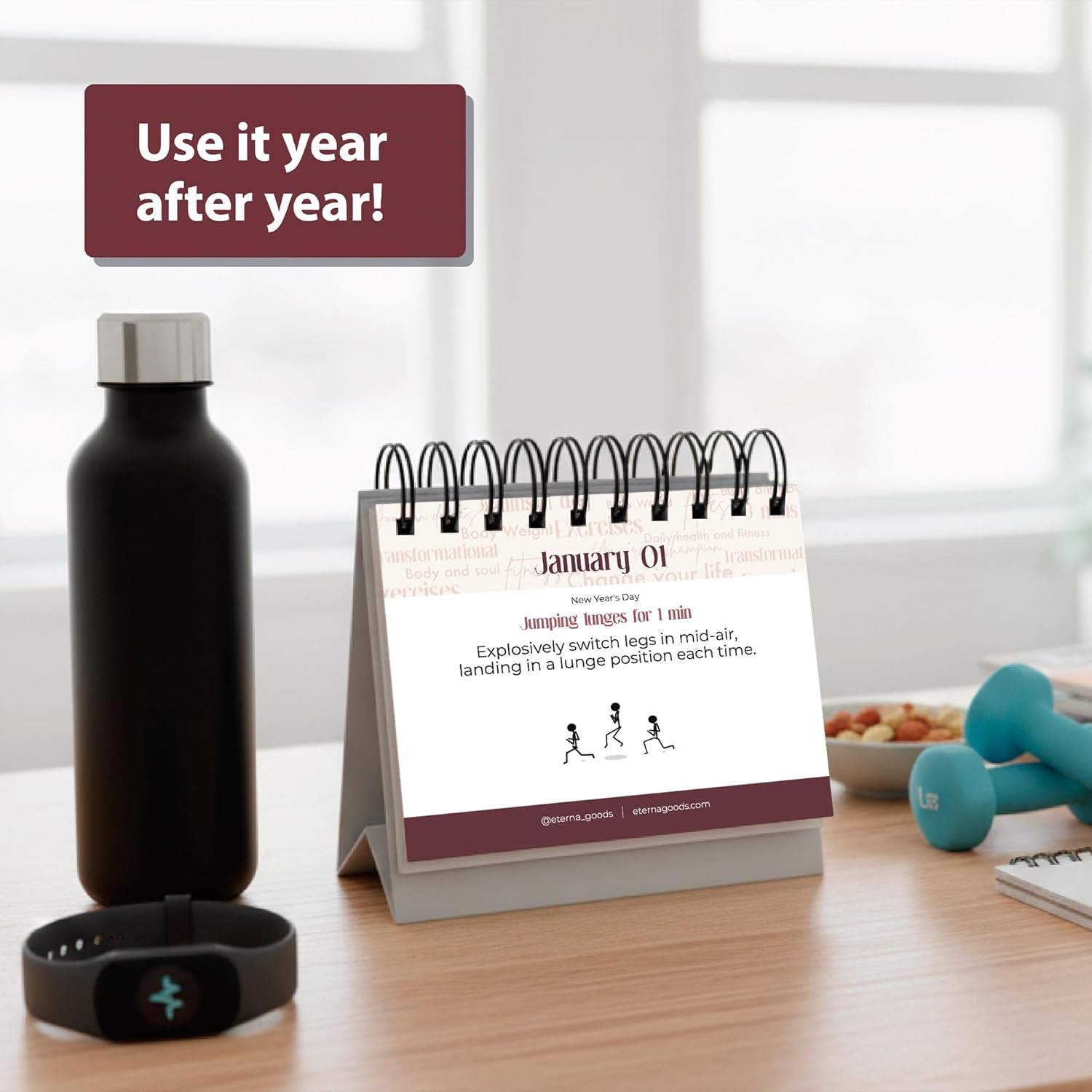 Daily Fitness Calendar | Perpetual Bodyweight Workout Calendar with New Exercises and Movement Routines for Every Day of the Year, Stay Healthy, Build Strength & Get Moving with This Workout Planner