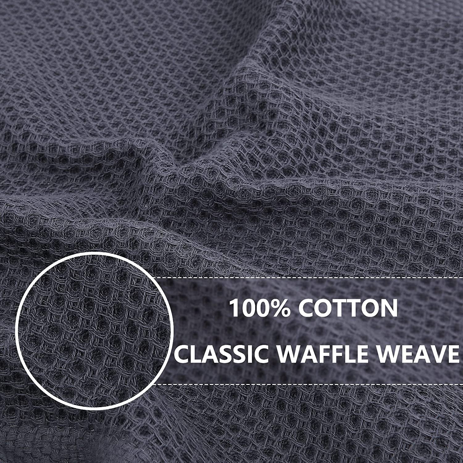100% Cotton Waffle Weave Kitchen Dish Cloths, Ultra Soft Absorbent Quick Drying Dish Towels, 12 X 12 Inches, 6-Pack, Mixed Color