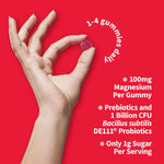 Magnesium Citrate Supplement Gummies with Prebiotics & Probiotics for Stress, Sleep & Recovery - Vegan, Gluten Free, Kosher, Non-Gmo, No Added Sugars, Raspberry Flavor, 60 Count