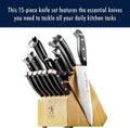 Statement Premium Quality 15-Piece Knife Block Set, Natural, Razor-Sharp, German Engineered Informed by 100+ Years of Mastery, Lightweight and Strong, Dishwasher Safe