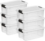 6-Pack Ultra Latching Box, Storage Bins with Lids, Clear Plastic, 18 Qt – Large Heavy-Duty Organizing Bin Containers for Home, Closet, Kitchen, Pantry, Bathroom, and Office