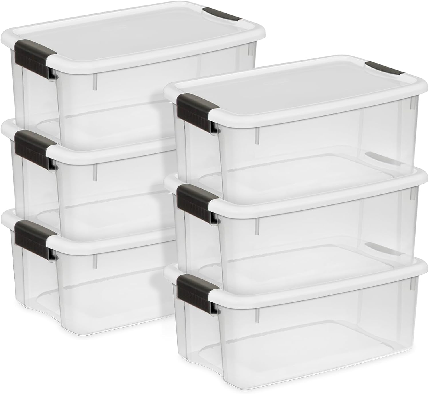 6-Pack Ultra Latching Box, Storage Bins with Lids, Clear Plastic, 18 Qt â€“ Large Heavy-Duty Organizing Bin Containers for Home, Closet, Kitchen, Pantry, Bathroom, and Office