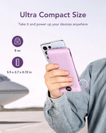 Portable Charger with Built-In AC Plug and Cables, All in One 10000Mah Ultra Slim Power Bank Travel Essentials, Fast Charging Battery Pack Compatible with Iphone, Samsung, Android (Purple)