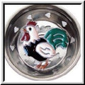 7806 Enamel Kitchen Strainer Green Tail Rooster