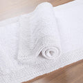 Reversible White Cotton Bath Mat Rug â€“ 17X24, Water Absorbent, Machine Washable Bathroom Rug Mat for outside Bathtub